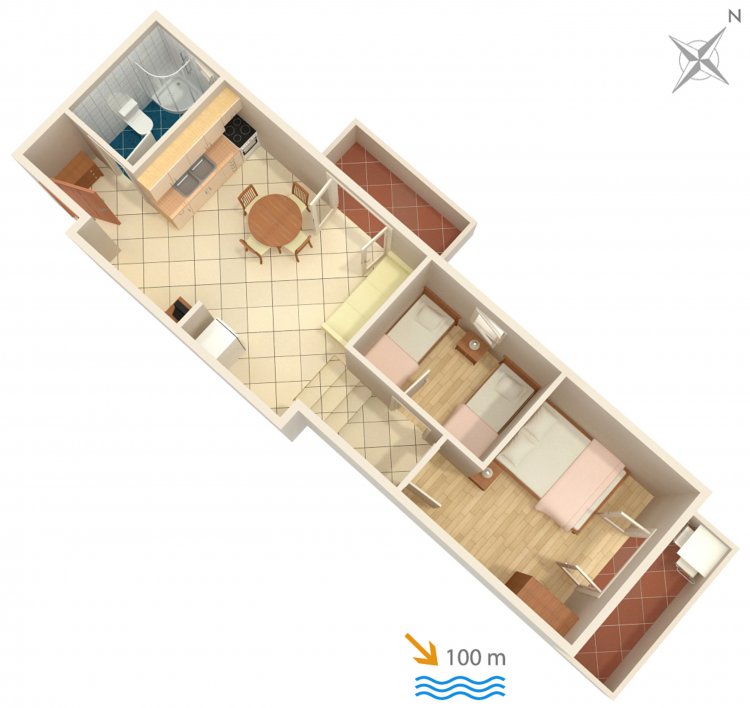 Two bedroom apartment with balcony and sea view Rogoznica (A-5269-b)