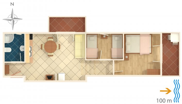 Two bedroom apartment with balcony and sea view Rogoznica (A-5269-b)