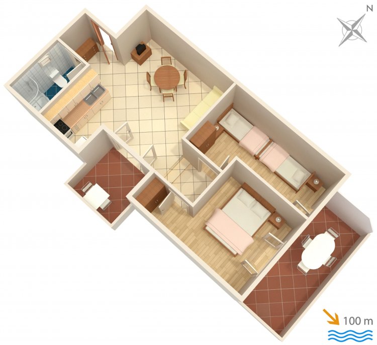 Two bedroom apartment with terrace and sea view Rogoznica (A-5269-c)