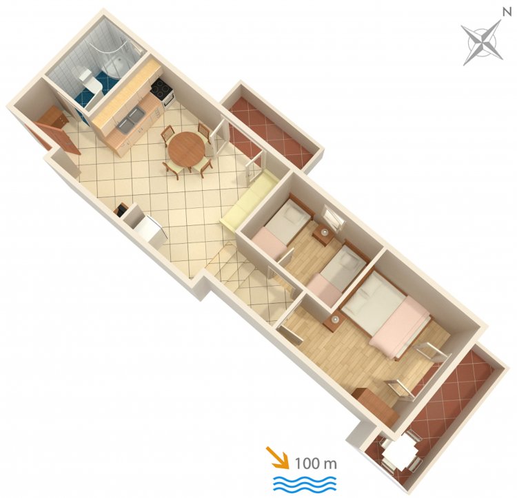 Two bedroom apartment with terrace and sea view Rogoznica (A-5269-d)